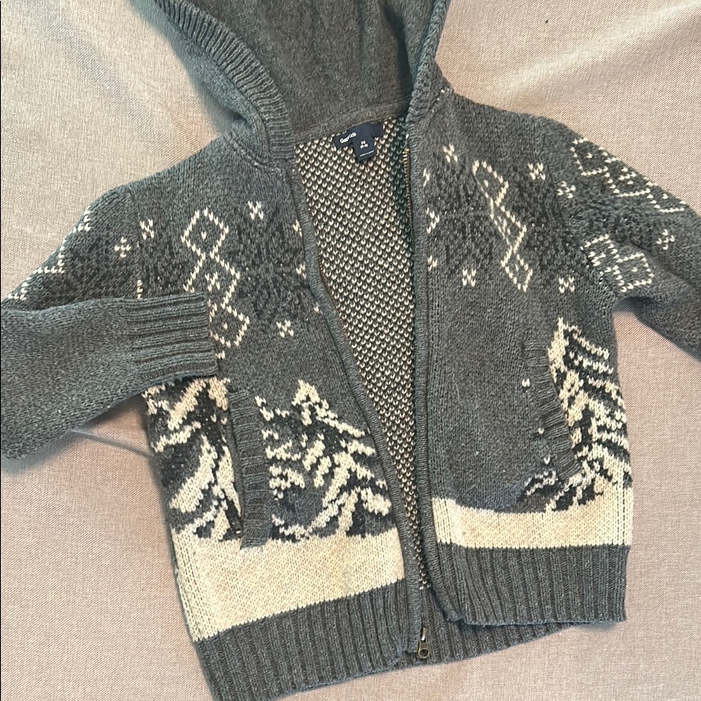 Gap Gray Hooded Knit Sweater